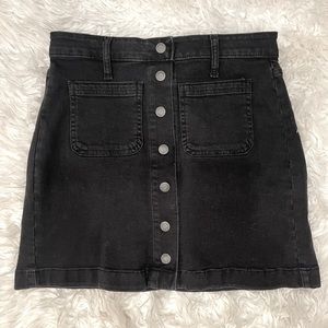 Madewell Button Up Black Denim Mini Skirt